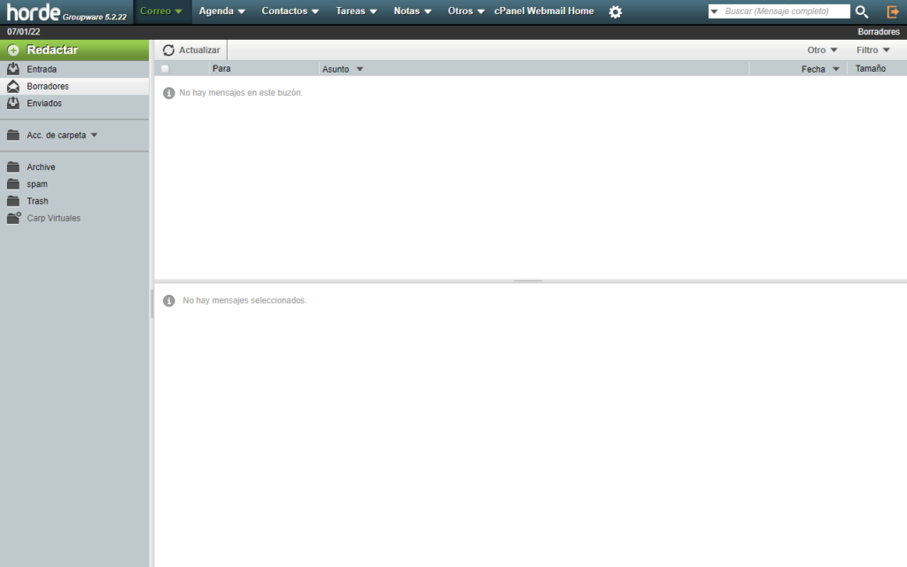 Bandeja de entrada de webmail