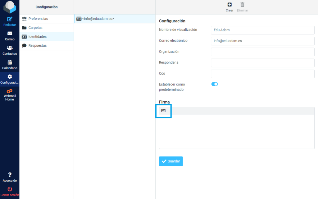 Editor de firma de Roundcube