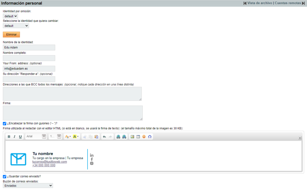 Firma de email con imagen en Horde
