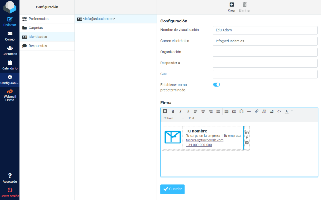 Firma de email con Roundcube