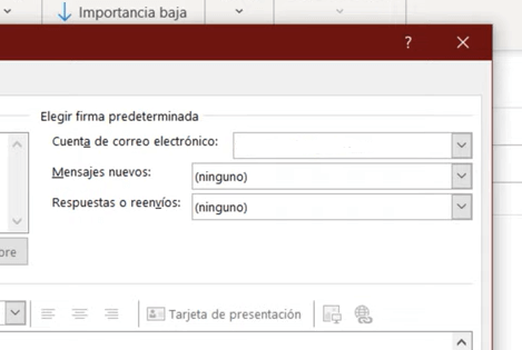 Ventana de nueva firma en Outlook de escritorio