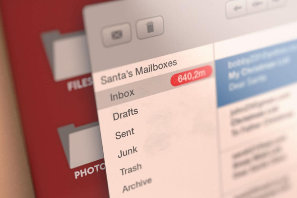 bandeja de entrada de correo electrónico estilo macos con el texto en inglés